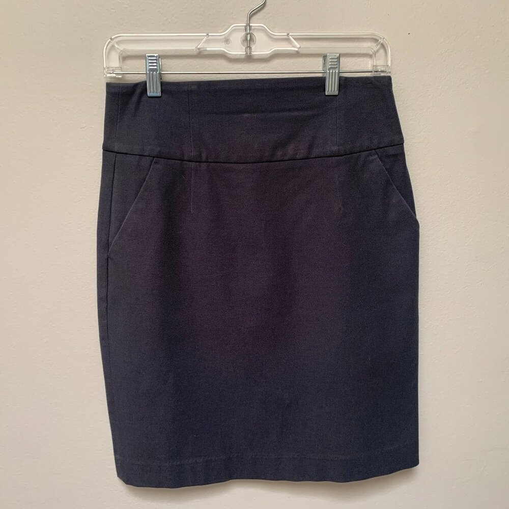 Banana Republic Gray Twill Knee Length Pencil Skirt Size 2 GUC